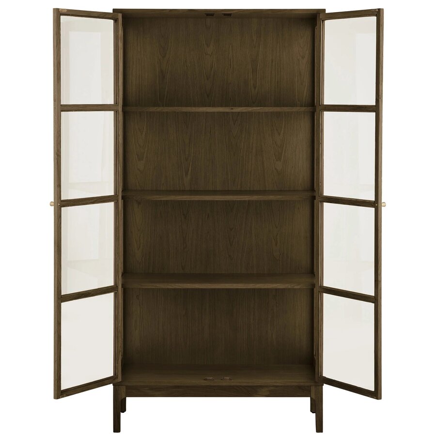House Nordic Zamora Donkerbruin Eiken / Glas Vitrinekast met 2-Deuen