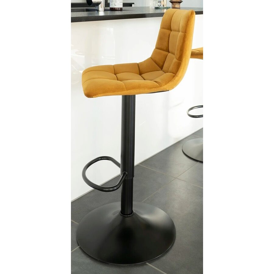 House Nordic Middelfart Barstoel met Voetsteun Velvet Mosterd