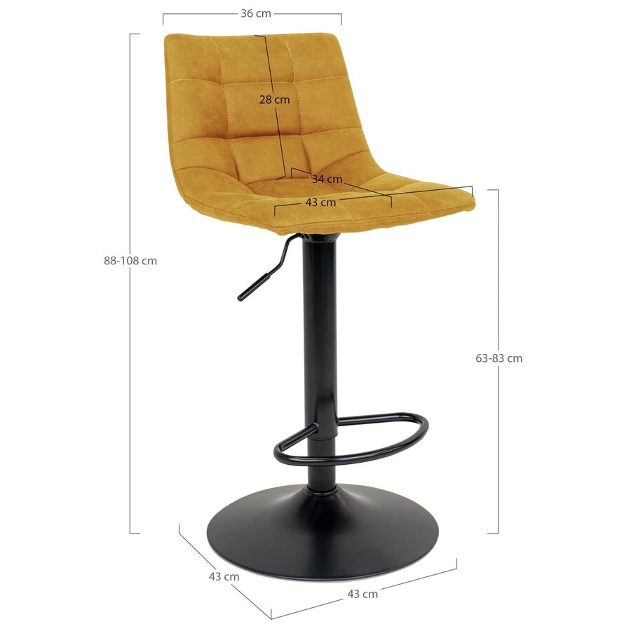 House Nordic Middelfart Barstoel met Voetsteun Velvet Mosterd