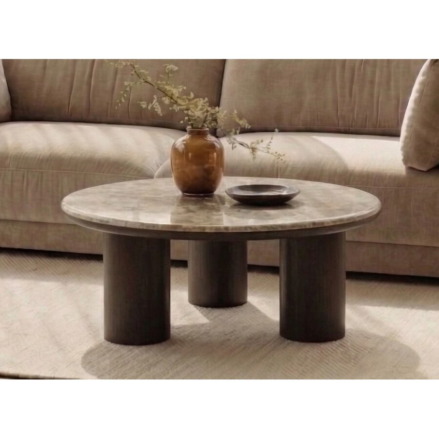 Piazze Ronde Salontafel Marmer / Espresso Bruin Hygge Interiors Piazze Ronde Salontafel Marmer / Espresso Bruin