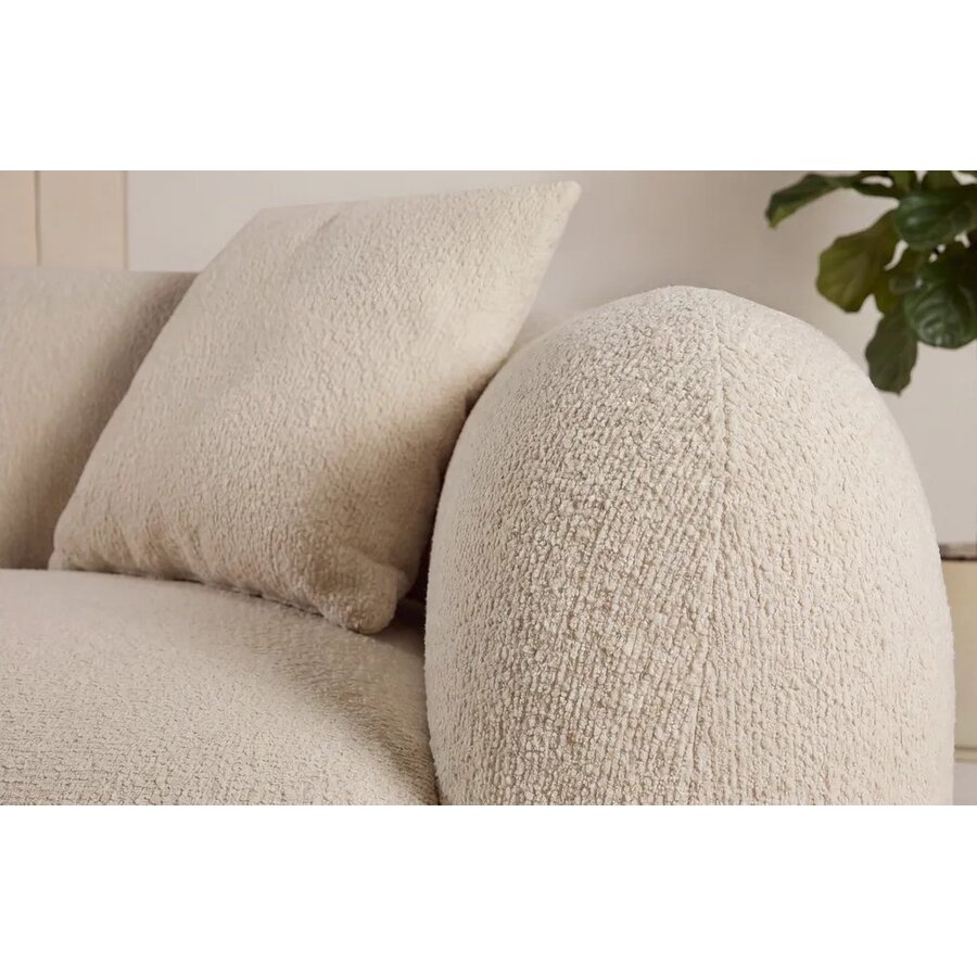 Hjem Interiors Leia Beige Bouclé 3-Zits Bank + Chaise Lounge Links