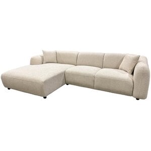 Hjem Interiors Leia Beige Bouclé 3-Zits Bank + Chaise Lounge Links