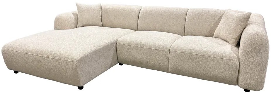 Hjem Interiors Leia Beige Bouclé 3-Zits Bank + Chaise Lounge Links