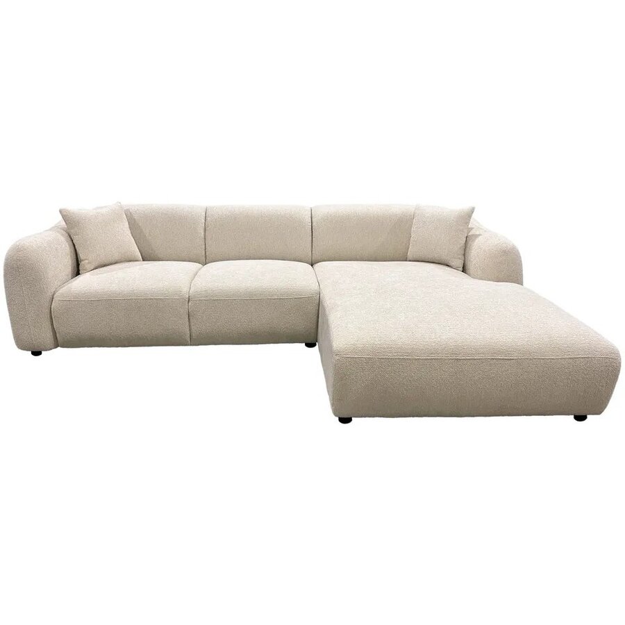 Hjem Interiors Leia Beige Bouclé 3-Zits Bank + Chaise Lounge Rechts