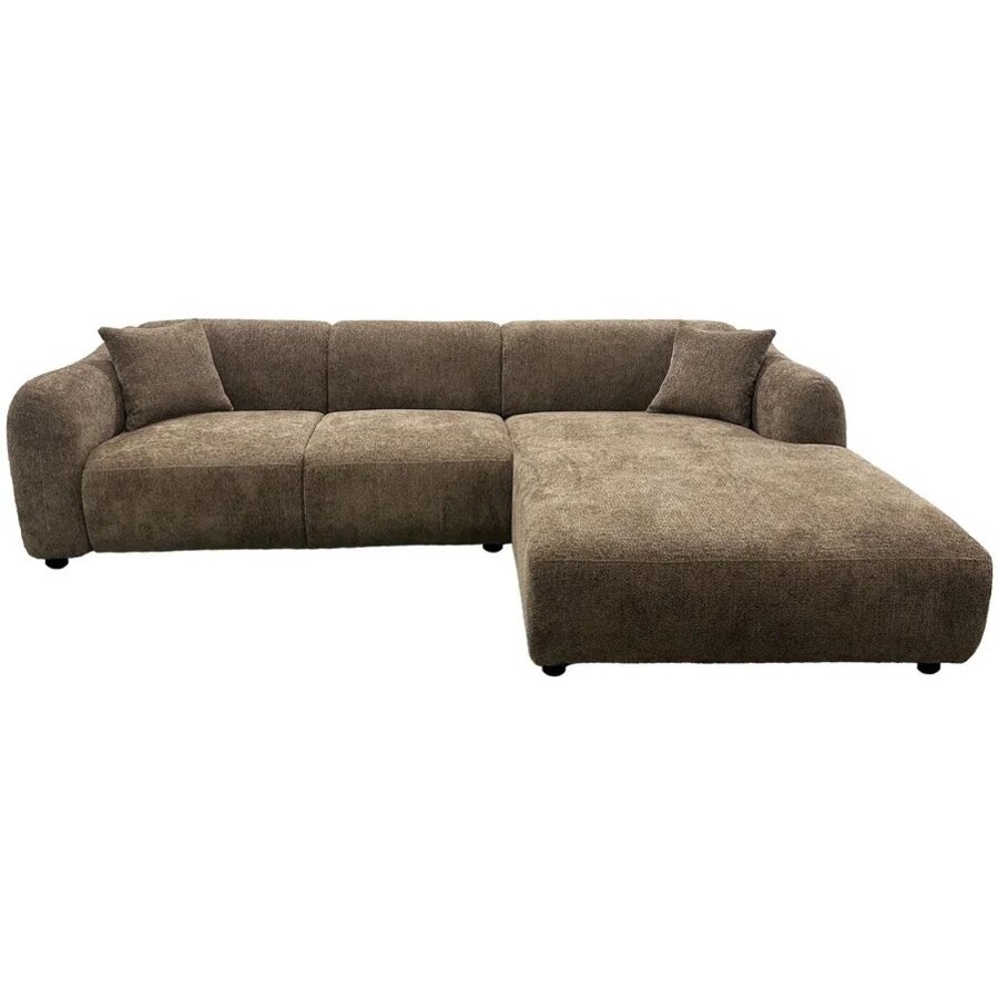 Leia Bruin Bouclé 3-Zits Bank + Chaise Lounge Rechts Hjem Interiors Leia Bruin Bouclé 3-Zits Bank + Chaise Lounge Rechts