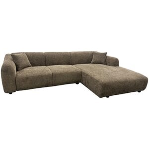 Hjem Interiors Leia Bruin Bouclé 3-Zits Bank + Chaise Lounge Rechts