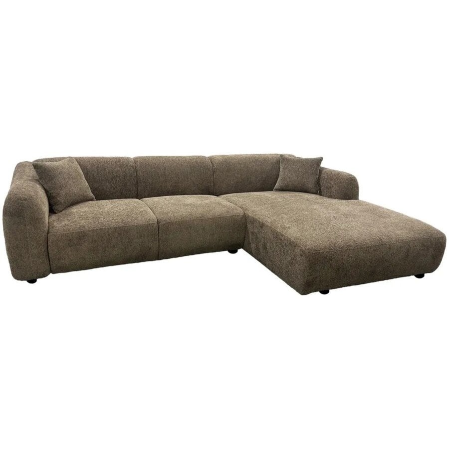 Leia Bruin Bouclé 3-Zits Bank + Chaise Lounge Rechts Hjem Interiors Leia Bruin Bouclé 3-Zits Bank + Chaise Lounge Rechts