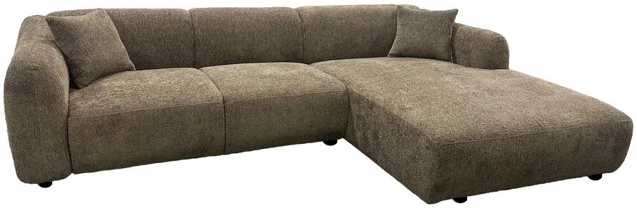 Hjem Interiors Leia Bruin Bouclé 3-Zits Bank + Chaise Lounge Rechts