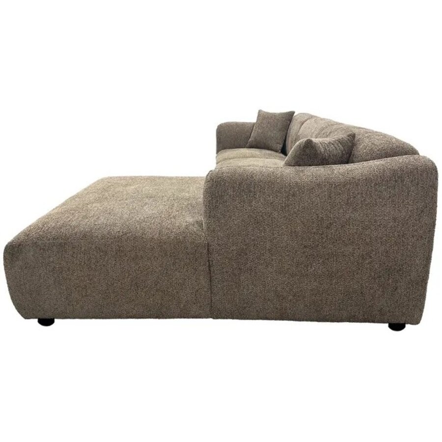 Leia Bruin Bouclé 3-Zits Bank + Chaise Lounge Rechts Hjem Interiors Leia Bruin Bouclé 3-Zits Bank + Chaise Lounge Rechts