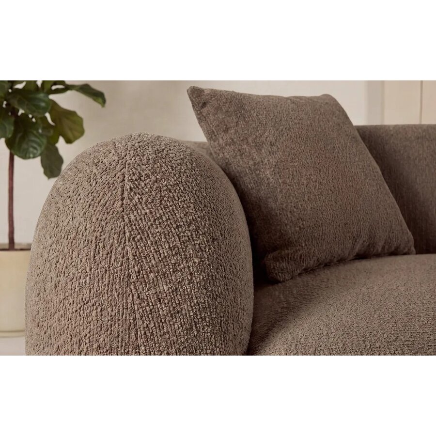 Leia Bruin Bouclé 3-Zits Bank + Chaise Lounge Rechts Hjem Interiors Leia Bruin Bouclé 3-Zits Bank + Chaise Lounge Rechts