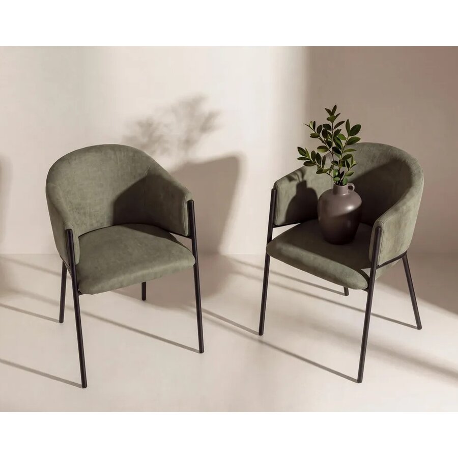 Hjem Interiors Evelina Eetkamerstoel Donkergroen Linen