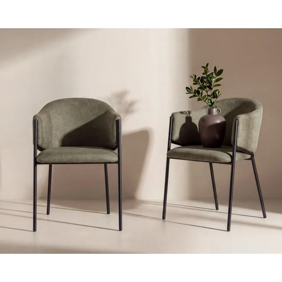 Hjem Interiors Evelina Eetkamerstoel Donkergroen Linen
