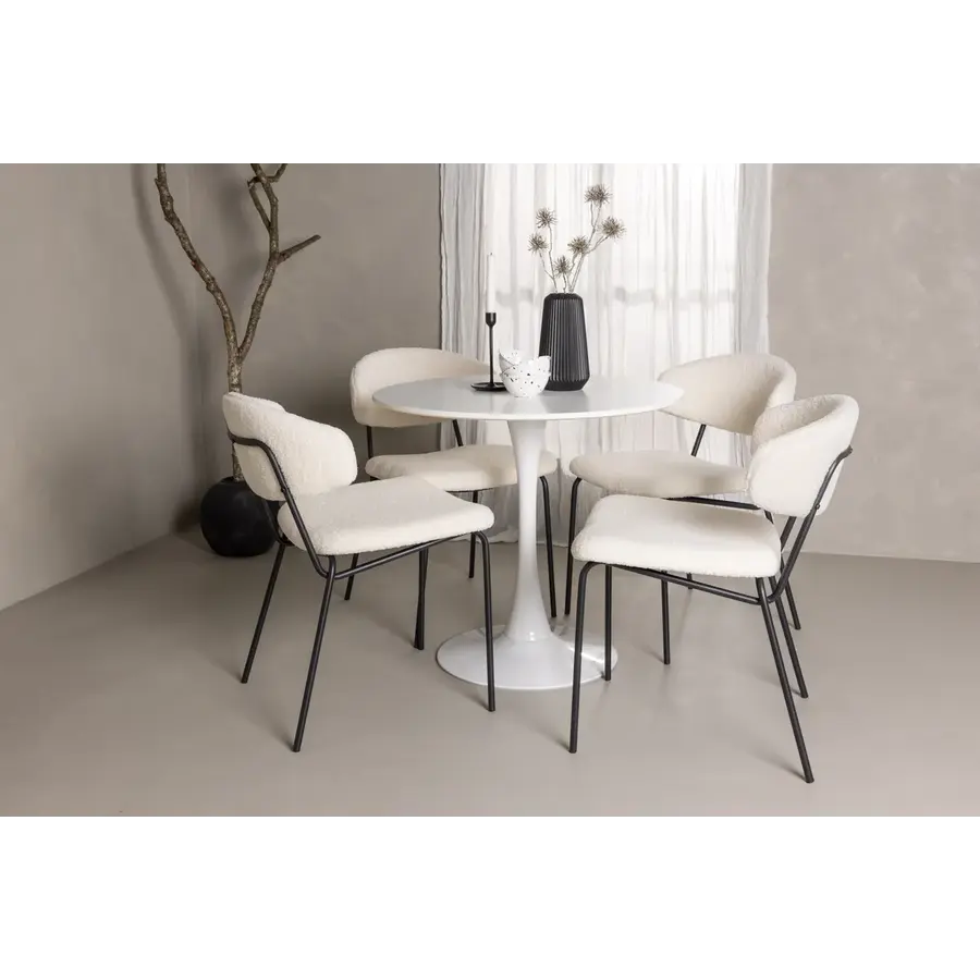 Hamden Witte Eettafel Rond Ø80 cm Hjem Interiors Hamden Witte Eettafel Rond Ø80 cm