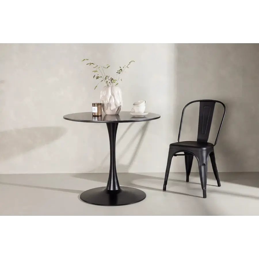 Hjem Interiors Hamden Zwarte Eettafel Rond Ø80 cm