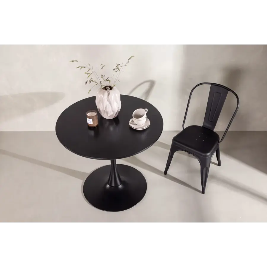 Hjem Interiors Hamden Zwarte Eettafel Rond Ø80 cm