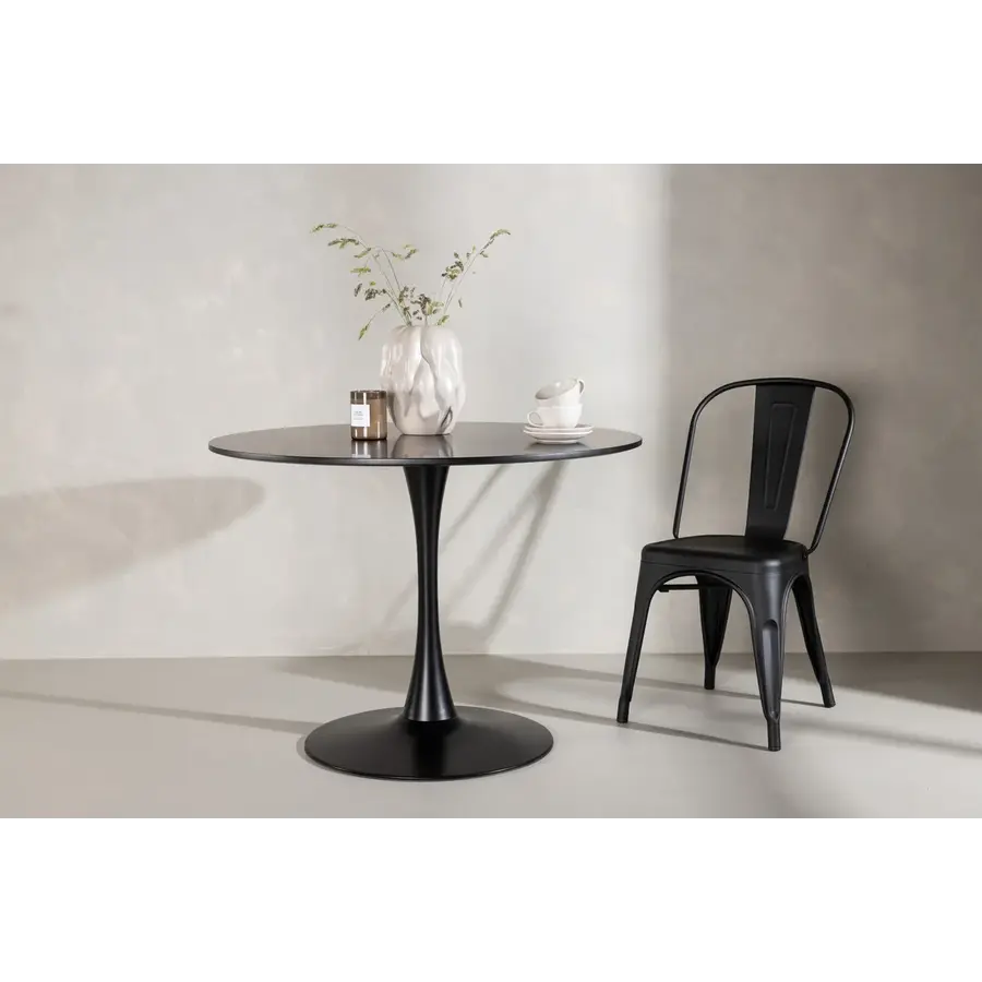 Hamden Zwarte Eettafel Rond Ø110 cm Hjem Interiors Hamden Zwarte Eettafel Rond Ø110 cm