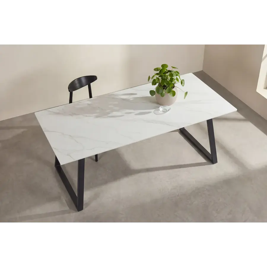 Hjem Interiors Estelle 200 cm Eettafel Wit Marmerlook