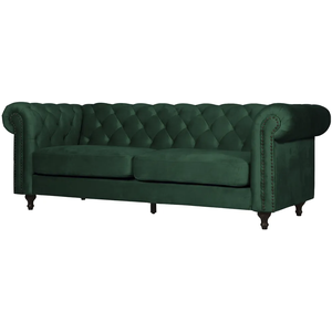 Hjem Interiors Chesterfield Velvet 3-Zits Bank Bosgroen