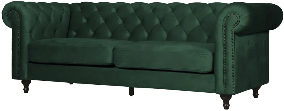 Hjem Interiors Chesterfield Velvet 3-Zits Bank Bosgroen