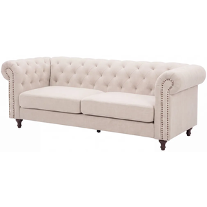 Hjem Interiors Chesterfield Velvet 3-Zits Bank Beige