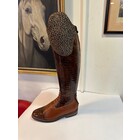 Petrie Jumping Boots (laced) 25% discount J720-6.0  Petrie Coventry cognac  leather wil panther cuff UK size  6.0-48-38.5-37