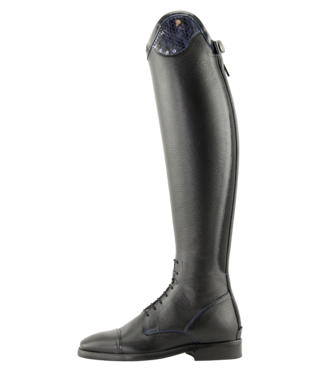 J065-43 Petrie Luca black Laced Ridingboot with and top-cuff honeycomb  43 52-40 L