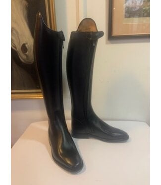 D011-7.5  Petrie Florence laced ridingboot with a zipper black patent leather UK 7.7 48 - 40/42 calf