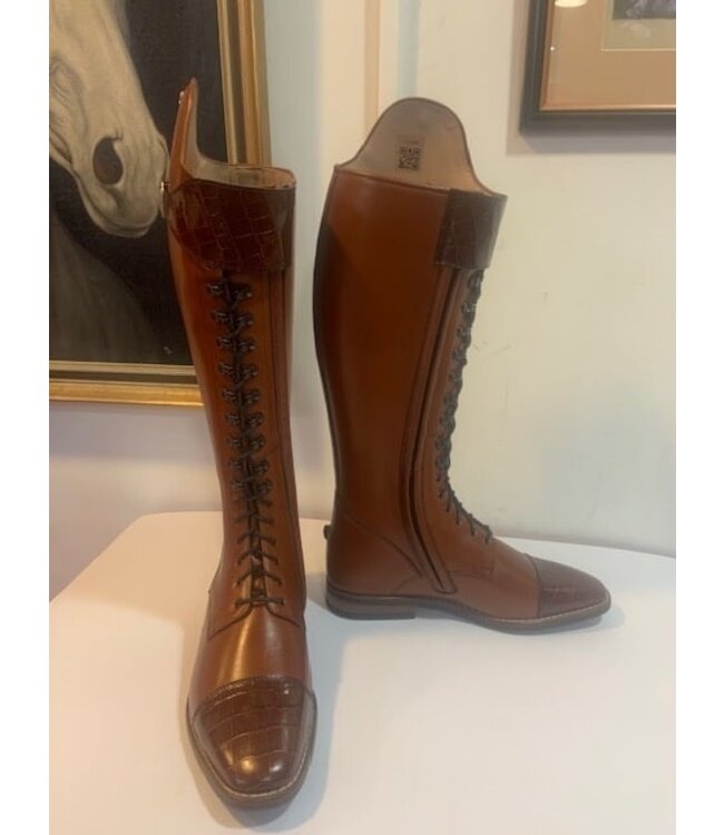 Petrie Boots D014-7.0   Petrie Florence laced ridingboot with a zipper cognac calf leather UK 7.0 43-38.5-37.5