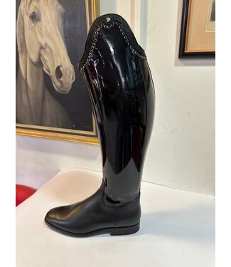 Petrie Dressage Boots 25% Discount D724-7.0 Petrie Sublime Dressage in black patent  leather + stroke+stones  UK 7.0-46-42-38