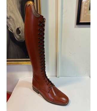 Petrie Boots Z723-42 Petrie Full Laced up boot  Rimini with zipper at the back  with  stroke in cognac 42-39-38N