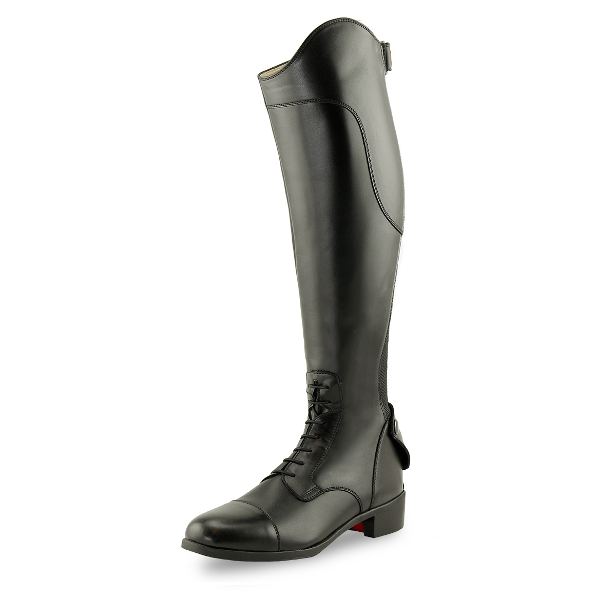 Petrie Firenze is a lace-up jumping boot with a rear zipper down the calf and a protective edging