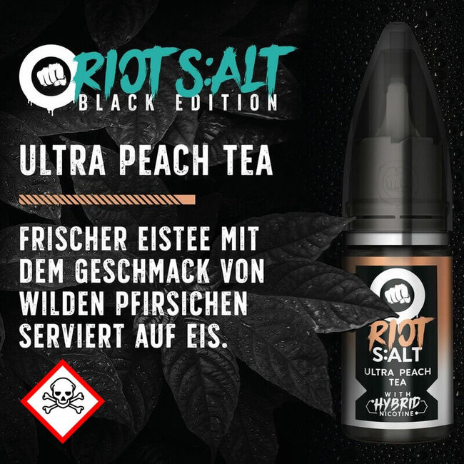 RIOT LABS LIQUIDS Riot Salt - Hybrid Nicotine - Black Edition - Ultra Peach Tea - 10ml