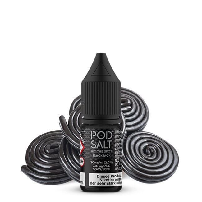 POD SALT POD SALT BLACK JACK NIKOTINSALZ LIQUID 10ML – Intensives Lakritz-Aroma für Lakritz-Liebhaber