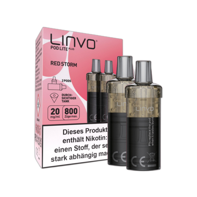 Linvo E-Zigarette − Linvo Pod Lite Plus  – Prefilled Pods 800 Züge 2er Pack 2ml 20mg