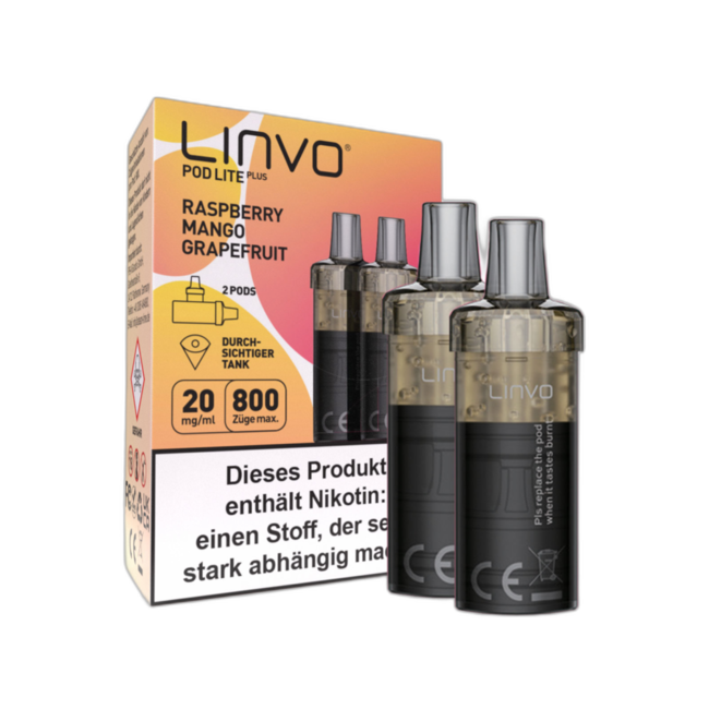 Linvo E-Zigarette − Linvo Pod Lite Plus  – Prefilled Pods 800 Züge 2er Pack 2ml 20mg