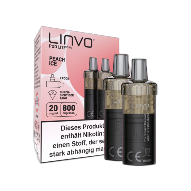 Linvo E-Zigarette − Linvo Pod Lite Plus  – Prefilled Pods 800 Züge 2er Pack 2ml 20mg