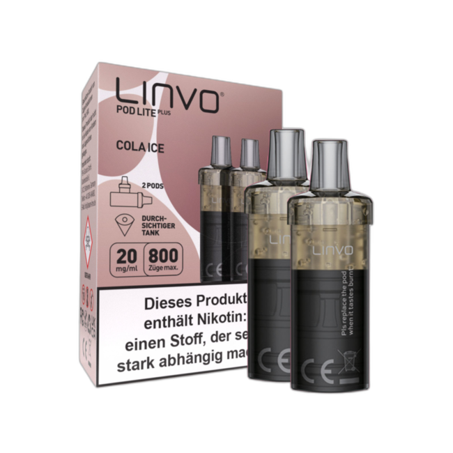 Linvo E-Zigarette − Linvo Pod Lite Plus  – Prefilled Pods 800 Züge 2er Pack 2ml 20mg
