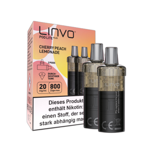 Linvo E-Zigarette − Linvo Pod Lite Plus  – Prefilled Pods 800 Züge 2er Pack 2ml 20mg