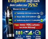 E-Zigarette voll geladen – zeigt nach dem ersten Zug nur 75 %? Das solltest du wissen!