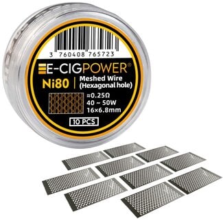 E-CIGPOWER E-Cig Power Ni80 Mesh Wire Hexagonal 0,25 Ohm (10 Stück)