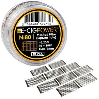 E-CIGPOWER E-Cig Power Ni80 Mesh Wire Square 0,25 Ohm (10 Stück)