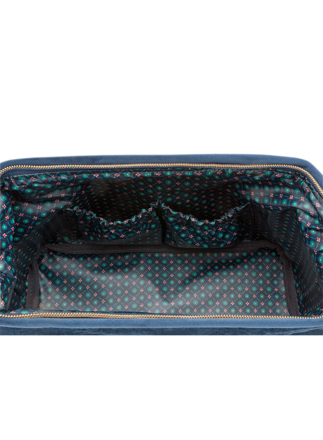 Toilettas Fluweel Blauw Buidel Medium