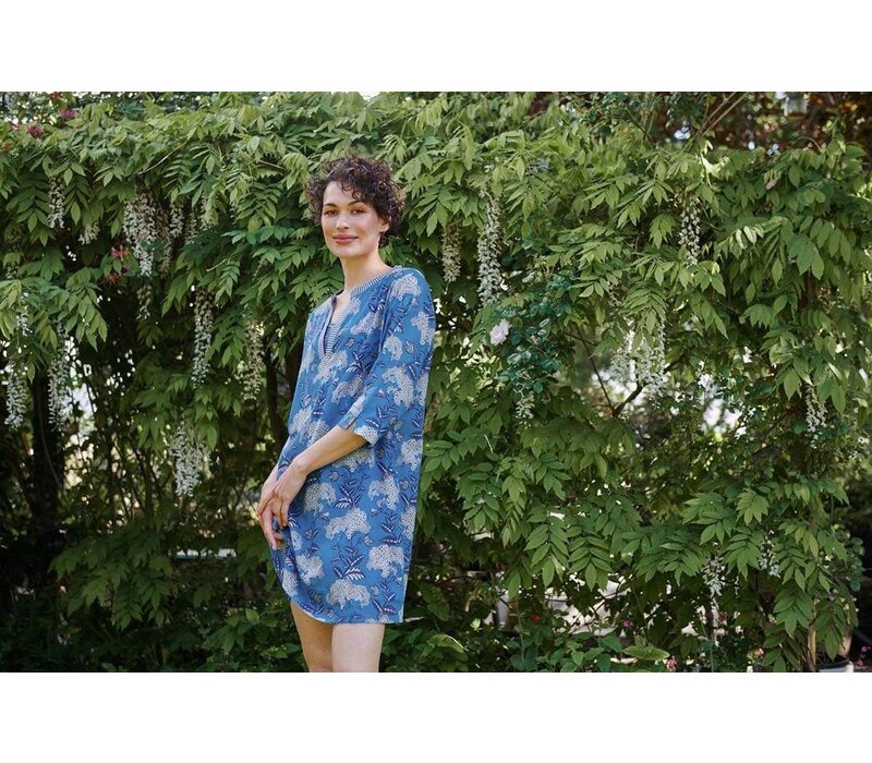 Deirdre Tunic Flora Firenze Cobalt Blue