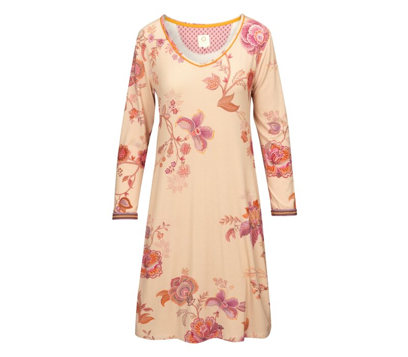 Danai Long Sleeve Nightdress Cece Fiore White Pink