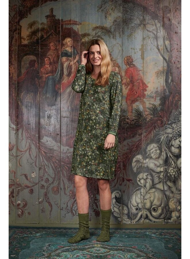 Destiny Long Sleeve Nightdress Tutti i Fiori Dark Green