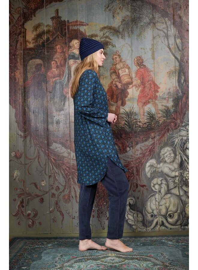 Beau Long Trousers Nicky Velvet Solid Color Dark Blue