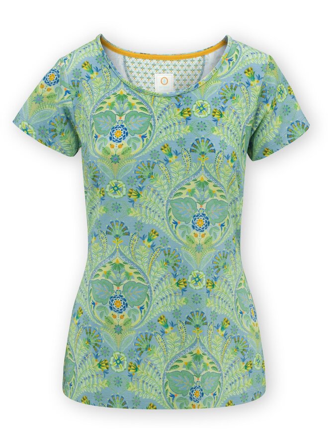 Tilly Short Sleeve Top Alba Blue Green