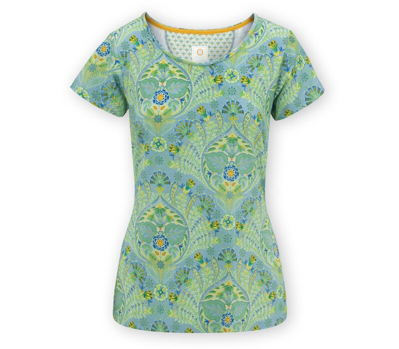 Tilly Short Sleeve Top Alba Blue Green