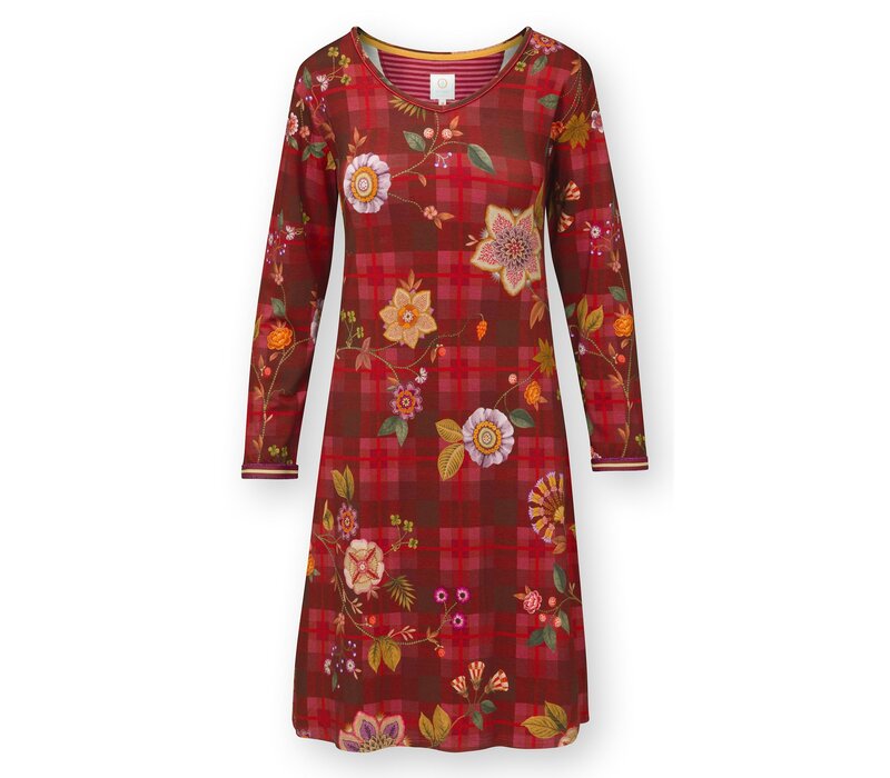 Danai Long Sleeve Nightdress Flores Felices Red XS