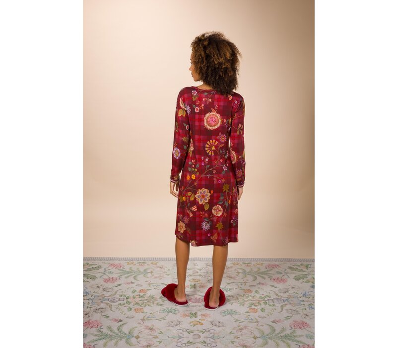 Danai Long Sleeve Nightdress Flores Felices Red XS